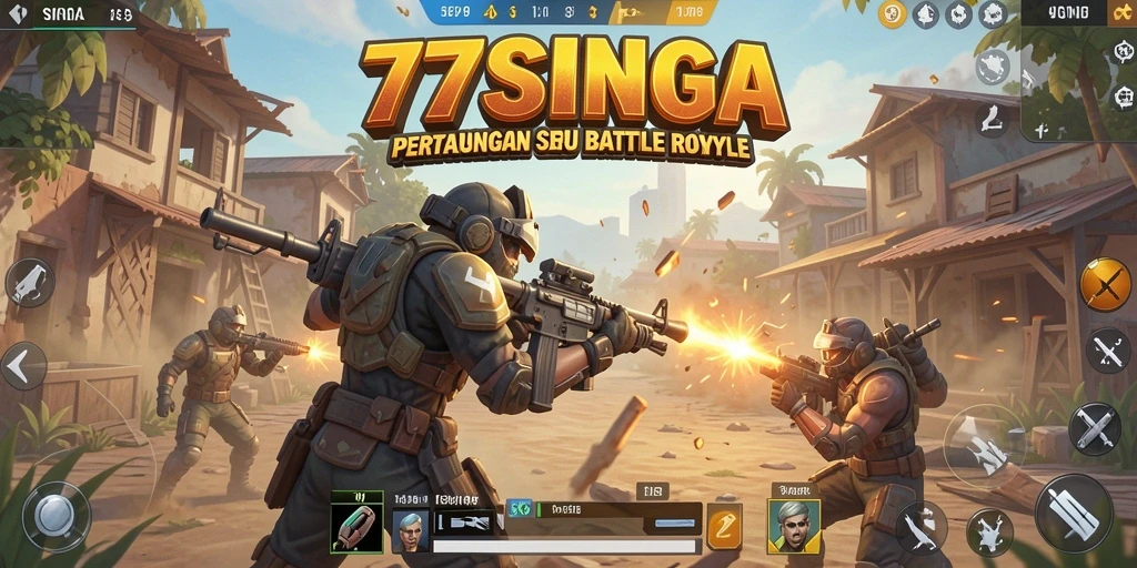 Tampilan gameplay seru di 77SINGA dengan aksi Battle Royale yang mendebarkan.