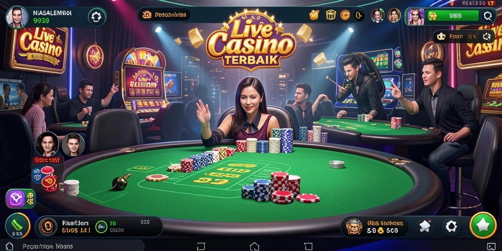 Screenshot gameplay Live Casino 9939 yang menunjukkan dealer profesional berinteraksi dengan pemain.