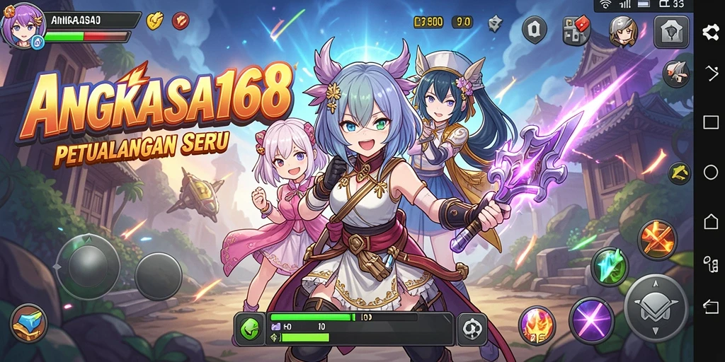Tampilan gameplay seru dalam dunia anime yang penuh warna.