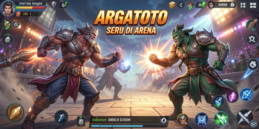 Gameplay ARGATOTO yang mendebarkan di arena pertarungan.