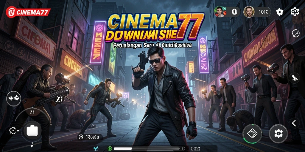 Screenshot utama CINEMA77 yang menunjukkan aksi seru dalam petualangan sinematik.