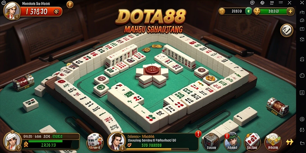 Tampilan menarik dari gameplay Mahjong di DOTA88.