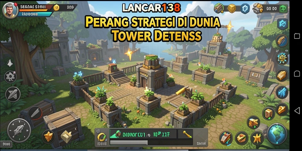 Gameplay seru LANCAR138 dalam mempertahankan menara dari musuh.
