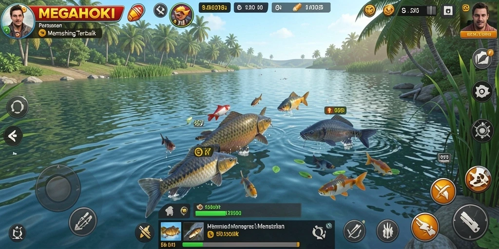 Tangkapan ikan yang menakjubkan dalam gameplay MEGAHOKI.