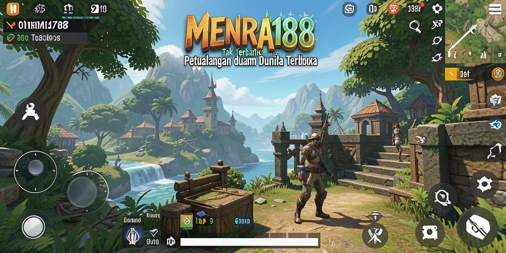 Screenshot gameplay MENARA188 yang menampilkan dunia terbuka yang luas.