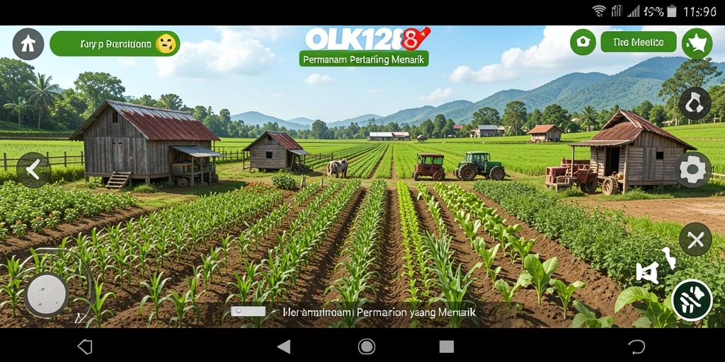 Tampilan gameplay seru di OLX128 dengan suasana pertanian yang indah.