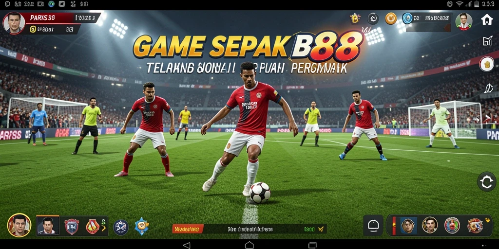 Tampilan gameplay PARIS88 dengan aksi sepak bola yang mendebarkan.