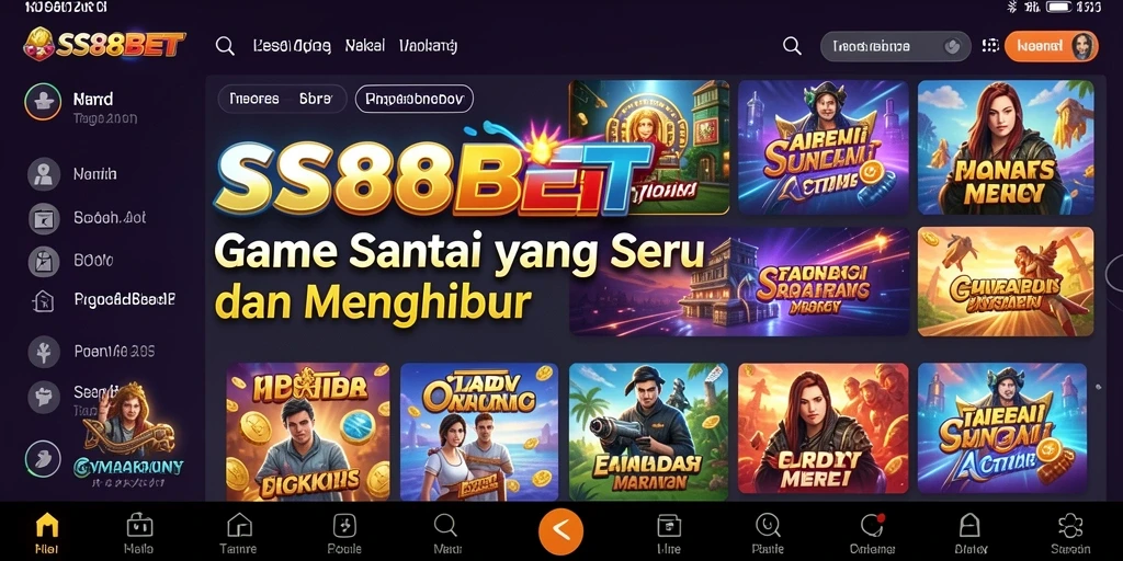 Screenshot utama SS88BET menampilkan gamer yang bersenang-senang dalam gameplay santai.
