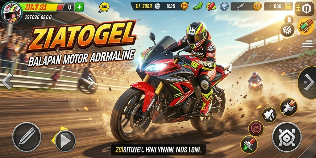 Gameplay ZIATOGEL yang seru dan menegangkan saat balapan motor.